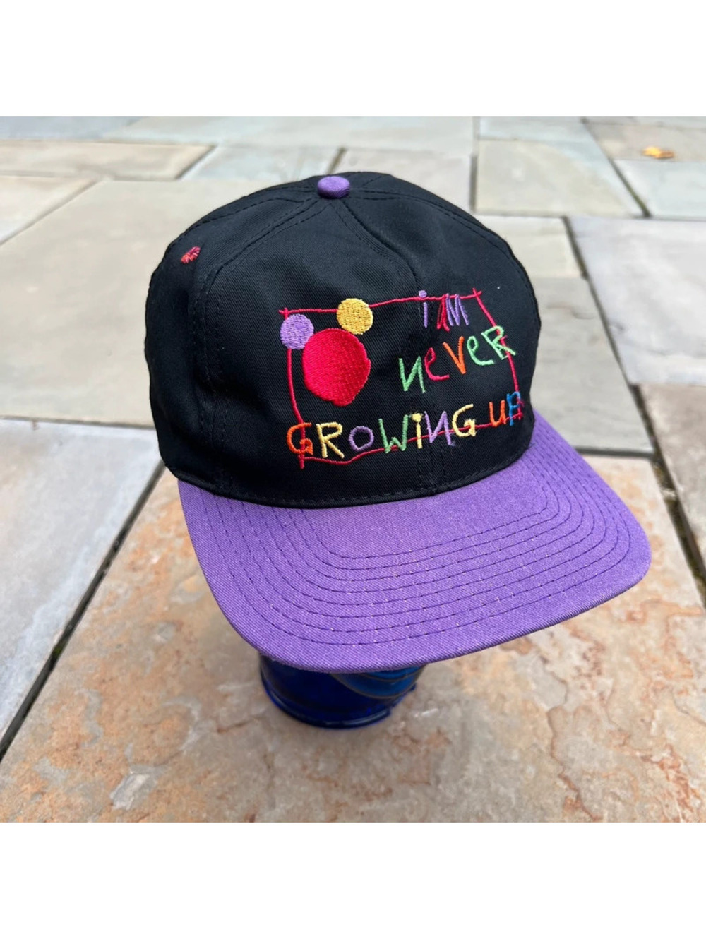 Vintage 90s Disney Goofy I Am Never Growing Up SnapBack Hat